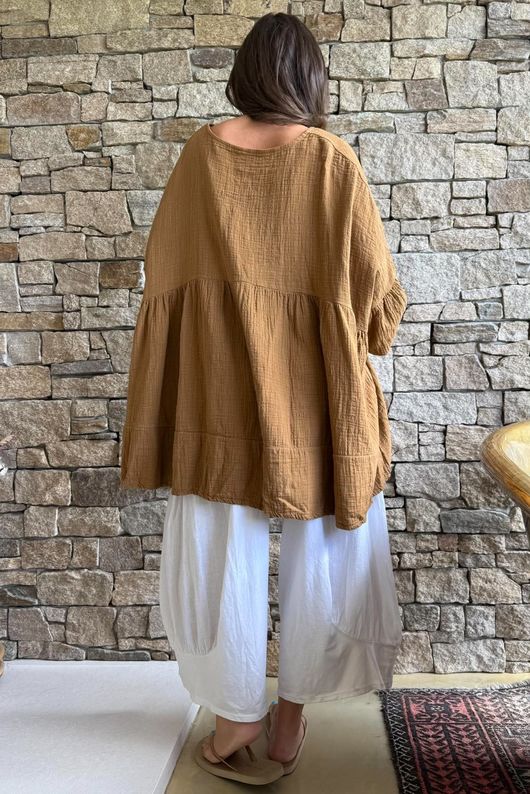 Suri Cushion Cotton Artist Smock Hazelnut
